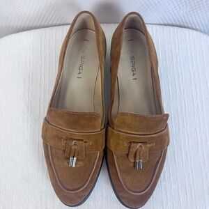 Via Spiga Women Brown Suede Tassel Loafer Flats Shoes US 10.5M (clo709)